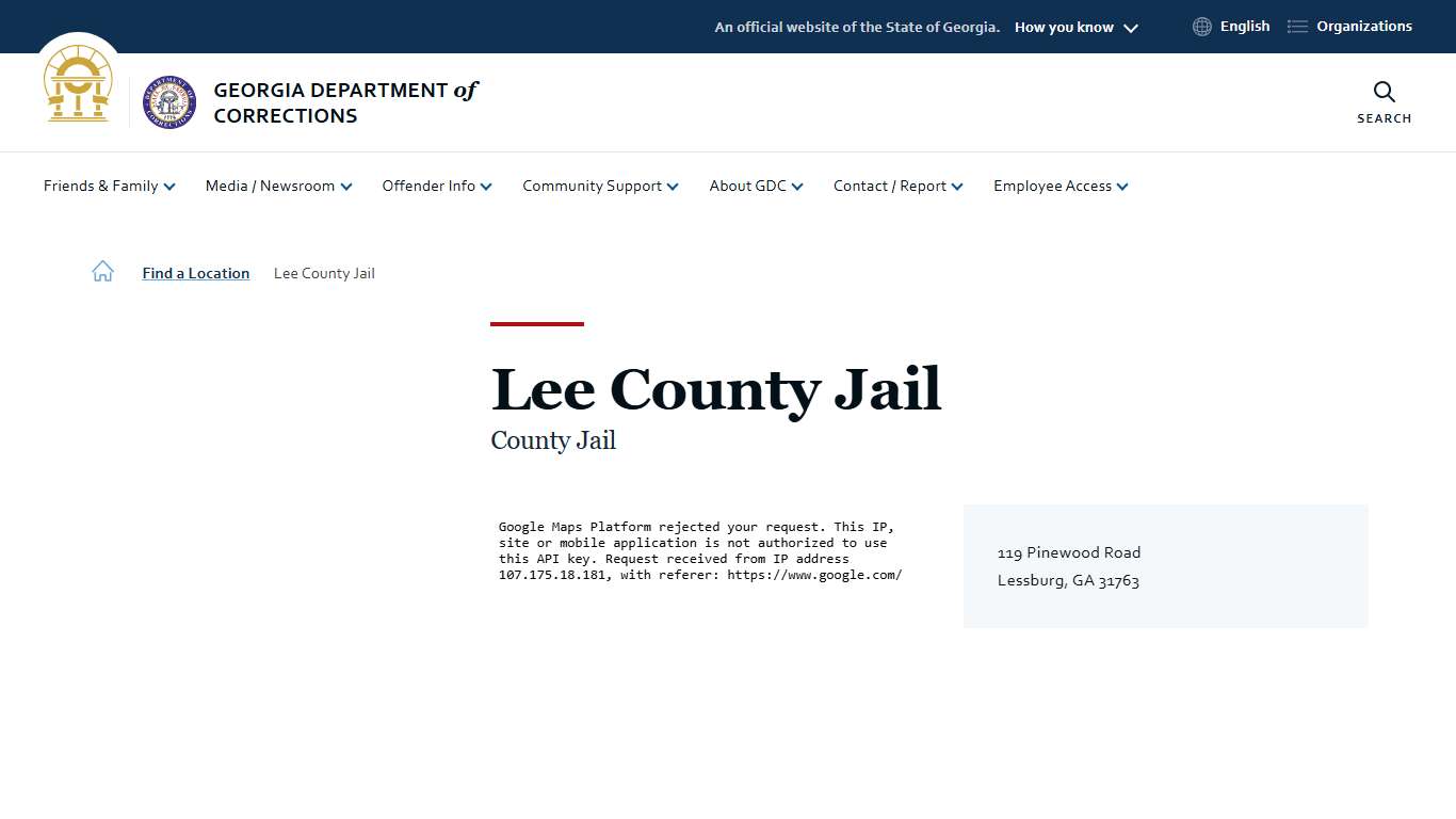 Lee County Jail | Georgia Department of Corrections